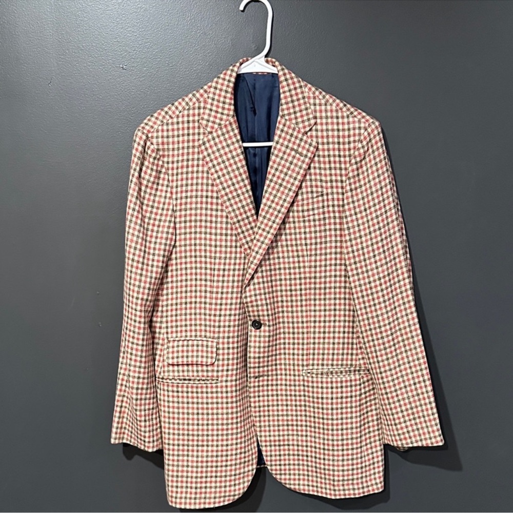 Sid Mashburn Red and Cream Check Blazer